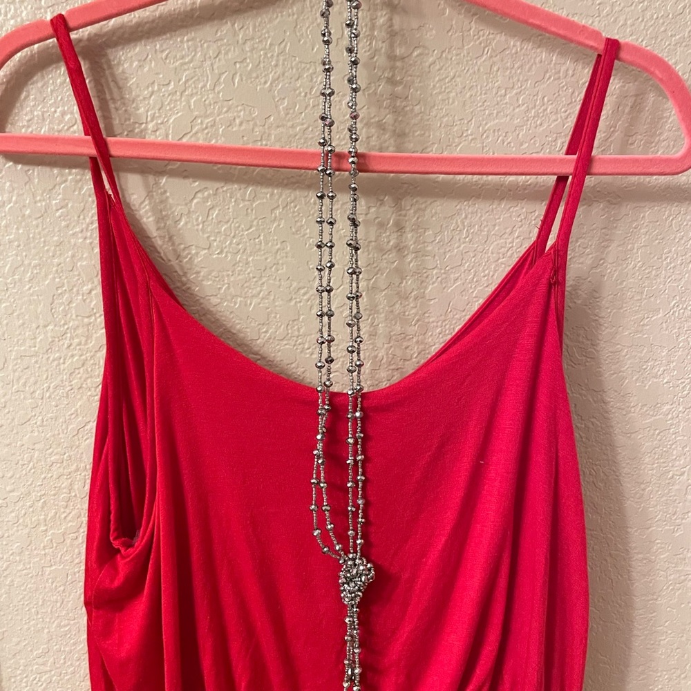 Silver Sparkle Bead Knot Long Necklace